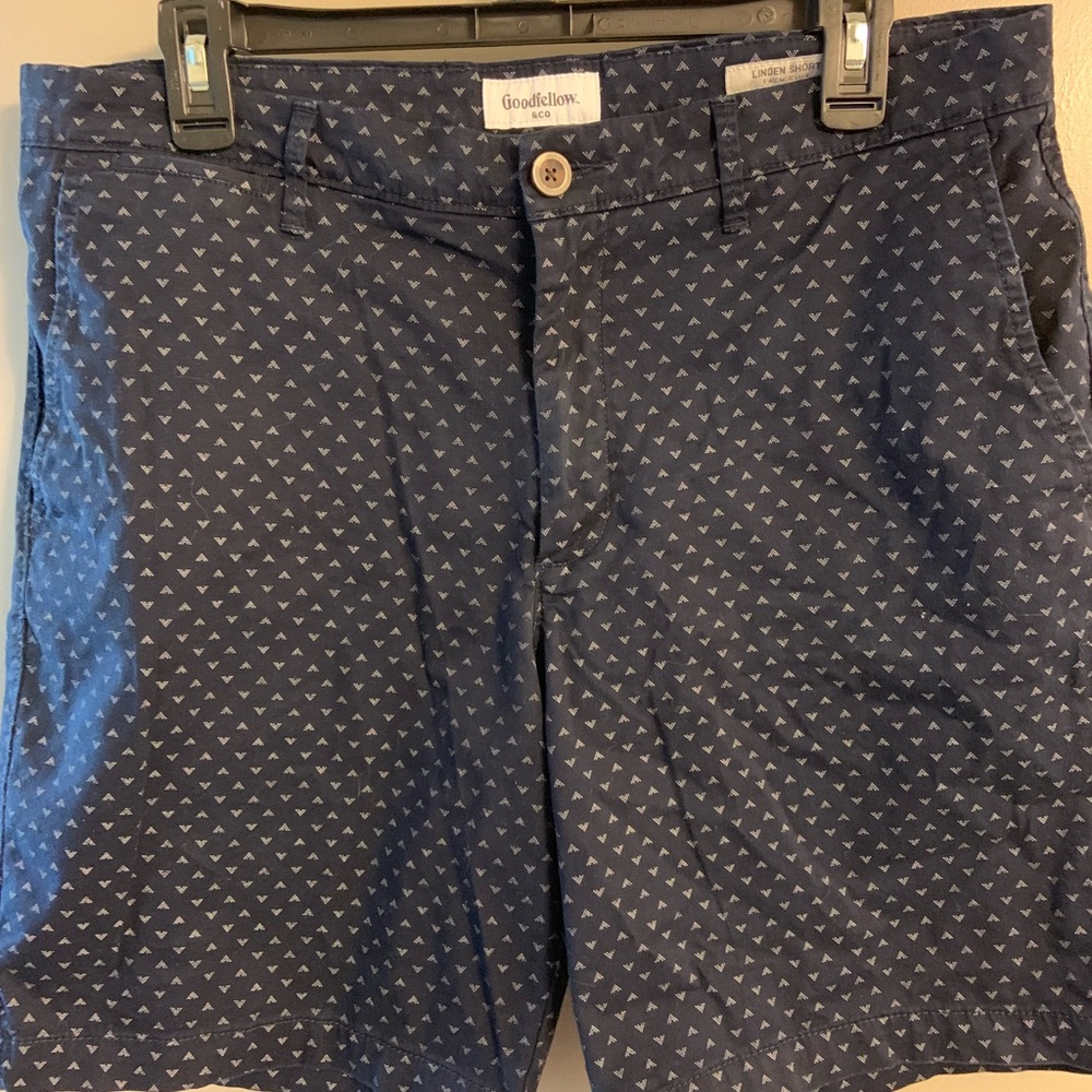 Goodfellow Linen Navy Blue Patterned Shorts